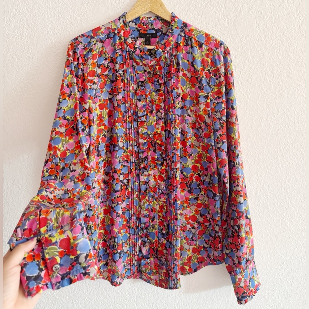 J Crew 100% silk floral blouse